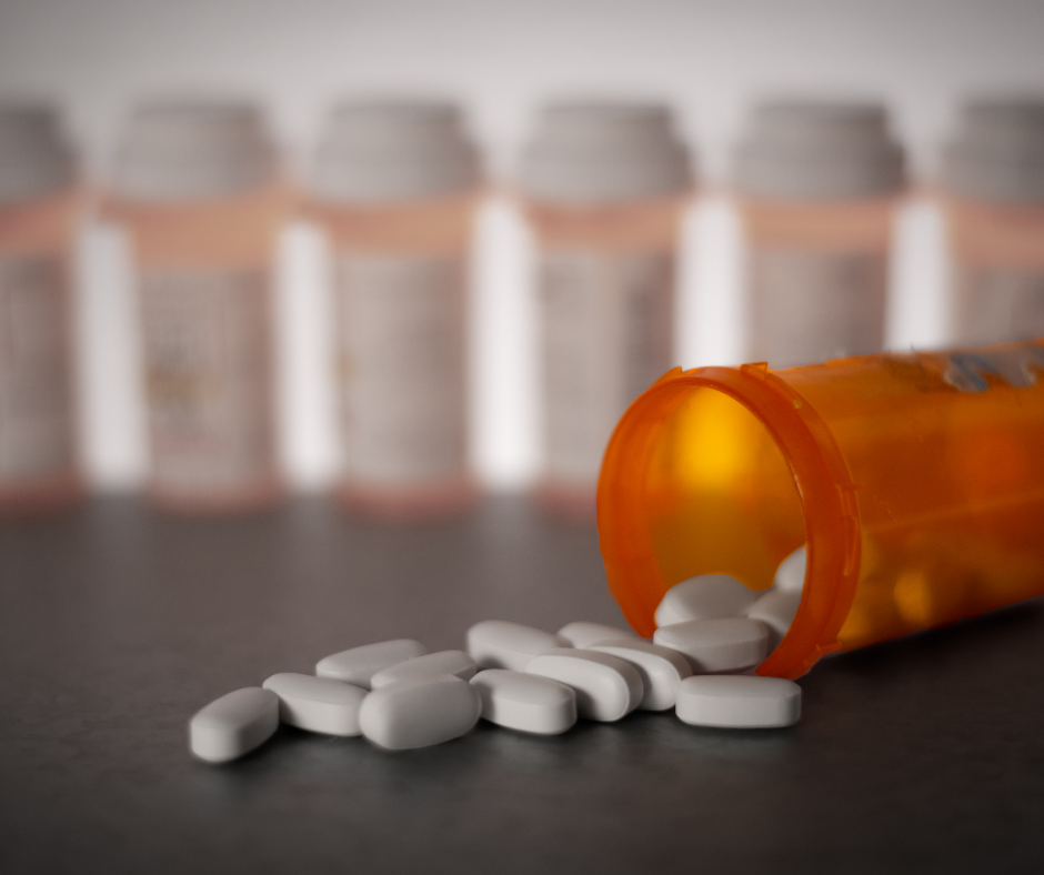 Open bottle of pills